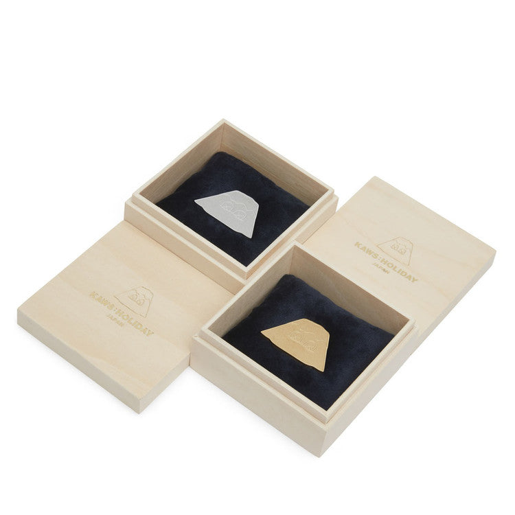 KAWS "Holiday:Japan" Mount Fuji Golden and Silver Pin Set