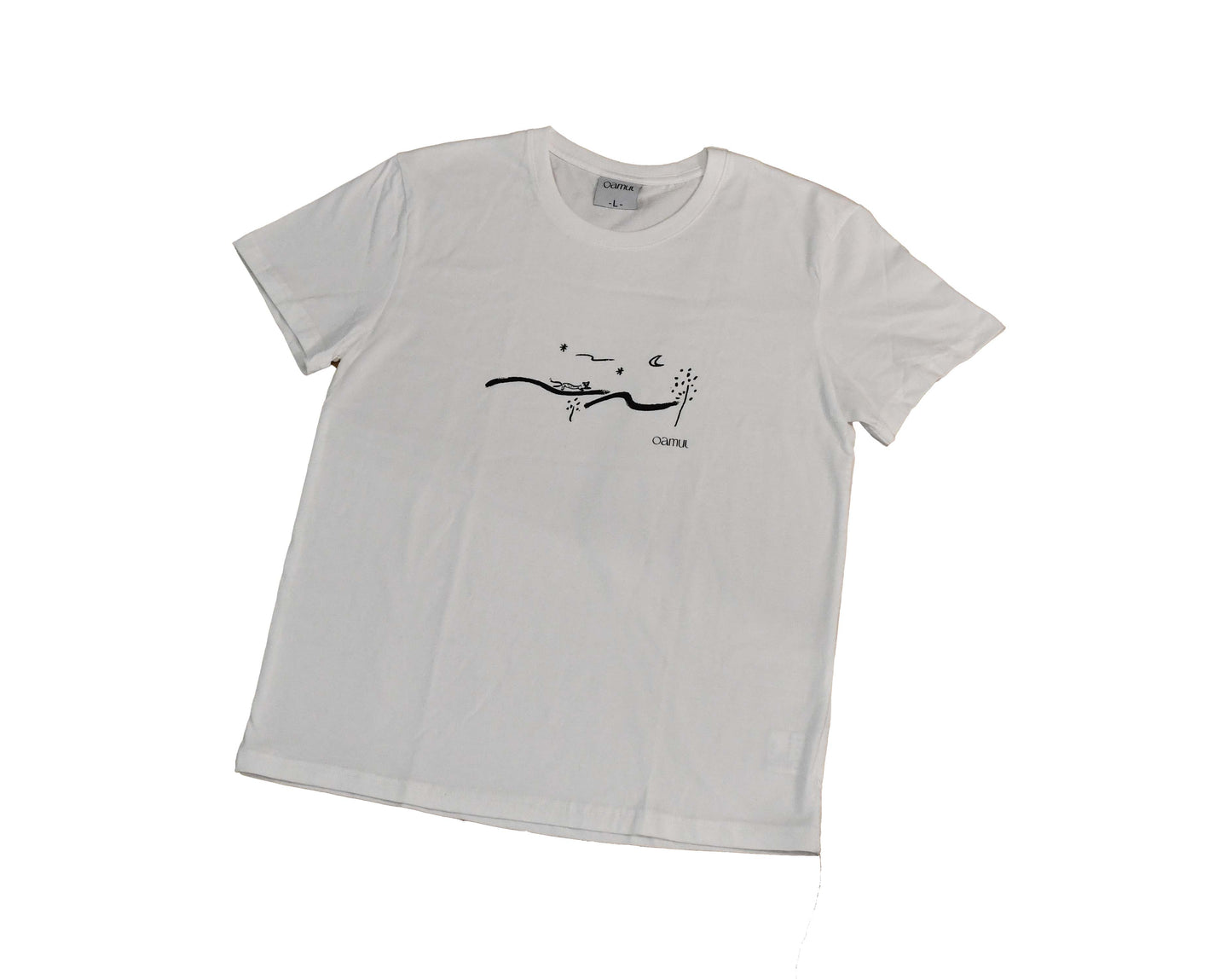 鹵貓 Oamul｜「月光下的豹子」白色短袖T恤 Leopard Under the Moonlight White Tee