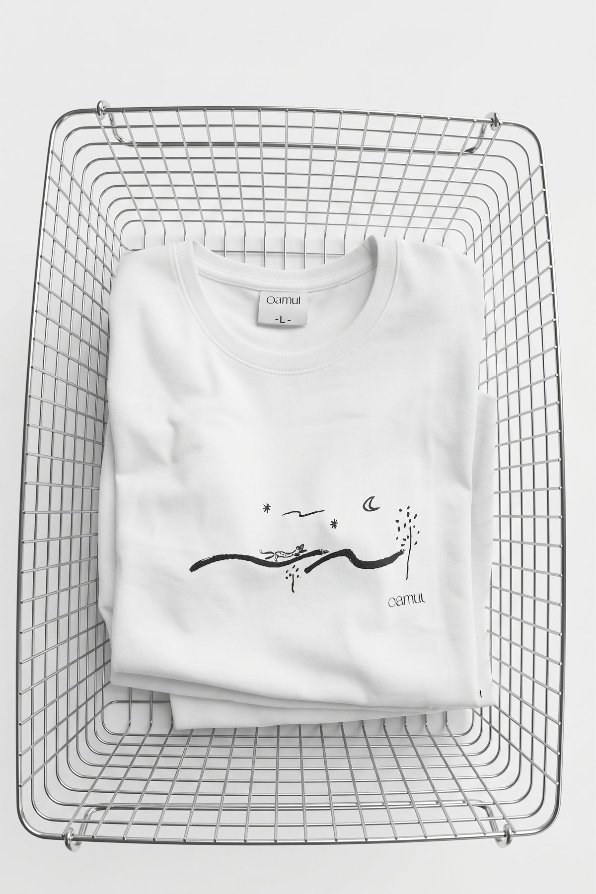 鹵貓 Oamul｜「月光下的豹子」白色短袖T恤 Leopard Under the Moonlight White Tee