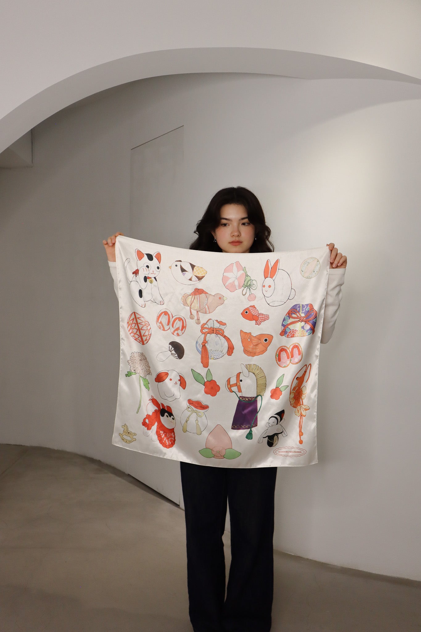 永島千裕 Chihiro Nagashima｜「いろは唄」藝術方巾 “The Iroha Poem” Artist Print Scarf