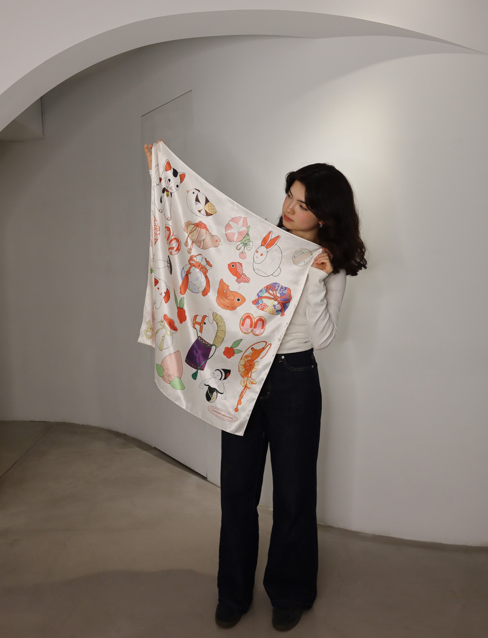 永島千裕 Chihiro Nagashima｜「いろは唄」藝術方巾 “The Iroha Poem” Artist Print Scarf