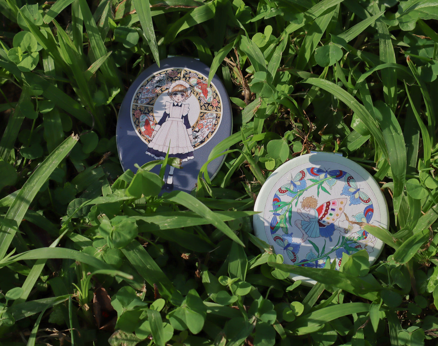 永島千裕 Chihiro Nagashima｜圓型皮革雙面隨身鏡 Double-Sided Round Leather Pocket Mirror