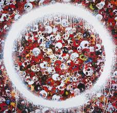 Takashi Murakami -Ensō: Memento Mori Red on Blue 2016