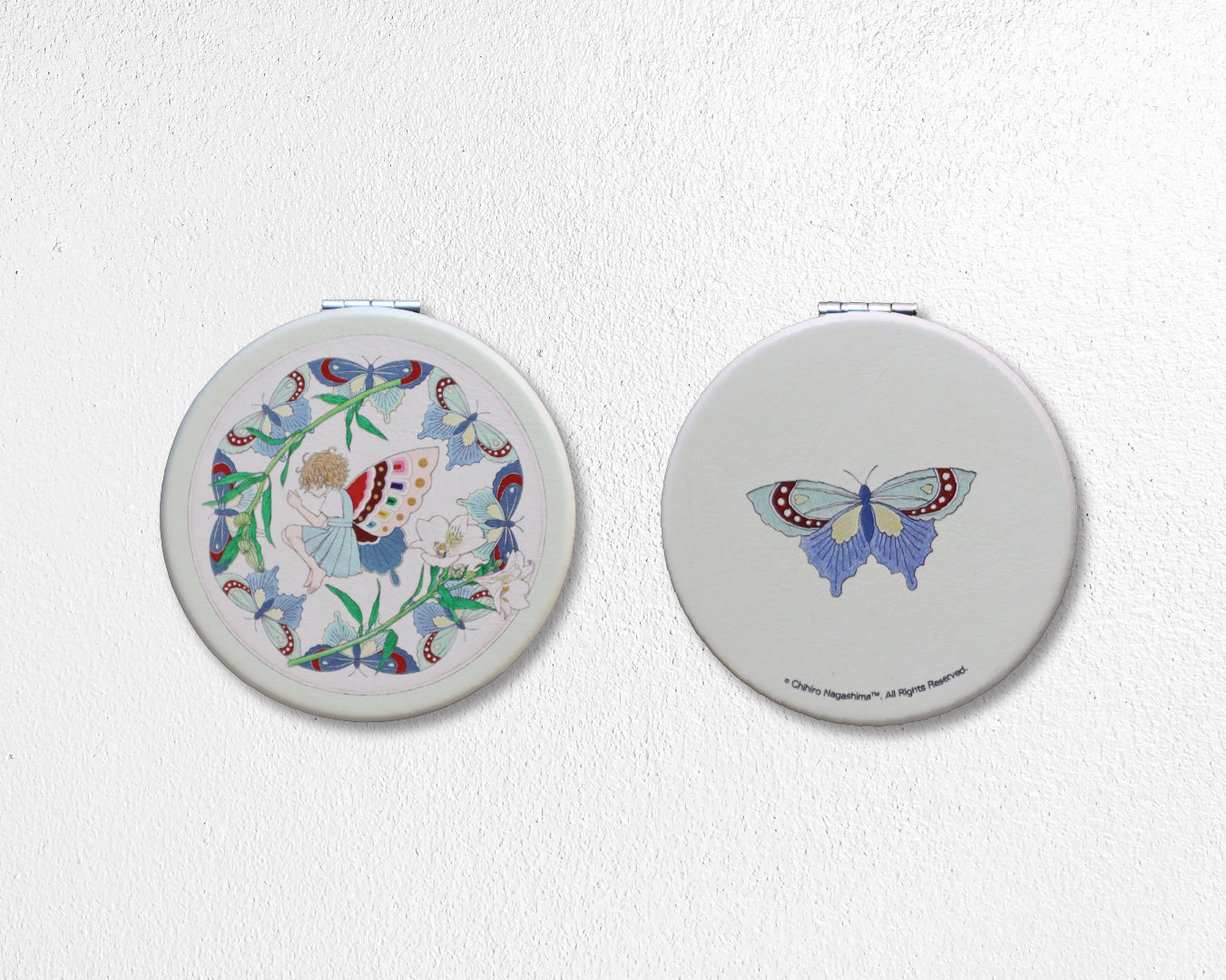 永島千裕 Chihiro Nagashima｜圓型皮革雙面隨身鏡 Double-Sided Round Leather Pocket Mirror