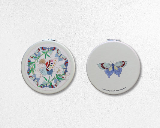 永島千裕 Chihiro Nagashima｜圓型皮革雙面隨身鏡 Double-Sided Round Leather Pocket Mirror
