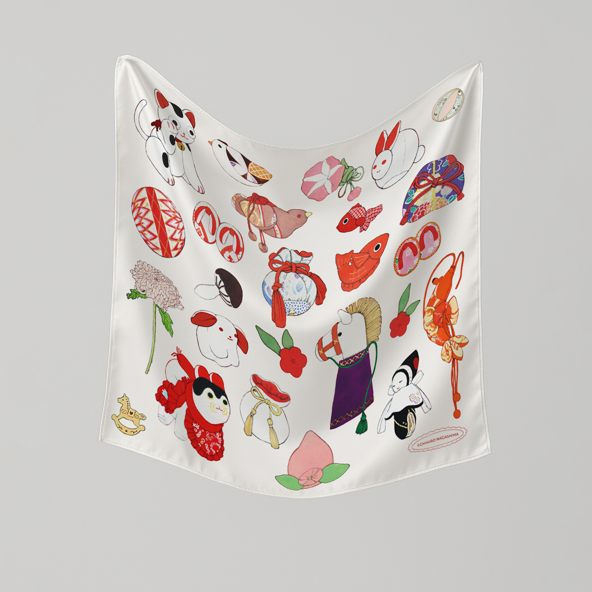 永島千裕 Chihiro Nagashima｜「いろは唄」藝術方巾 “The Iroha Poem” Artist Print Scarf